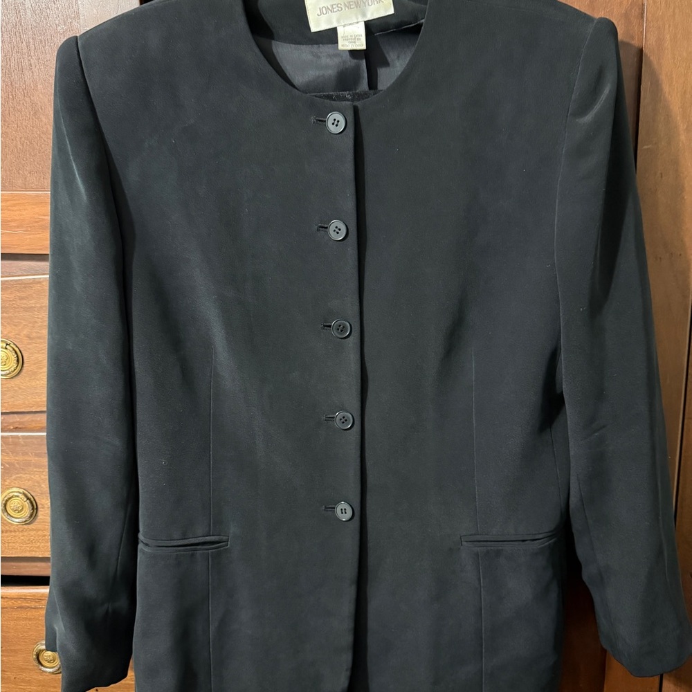 Jones New York Silk Blazer Quiet Luxury Career Chic Jacket
